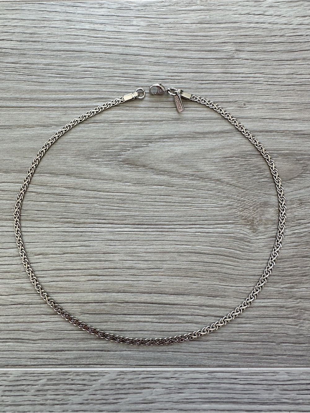 Vintage Vendome Silver Tone Braided Wheat Chain Necklace 16”